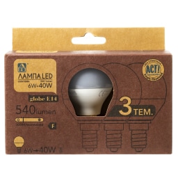 Λάμπα Led Globe E14 5.5W 3 Τεμάχια