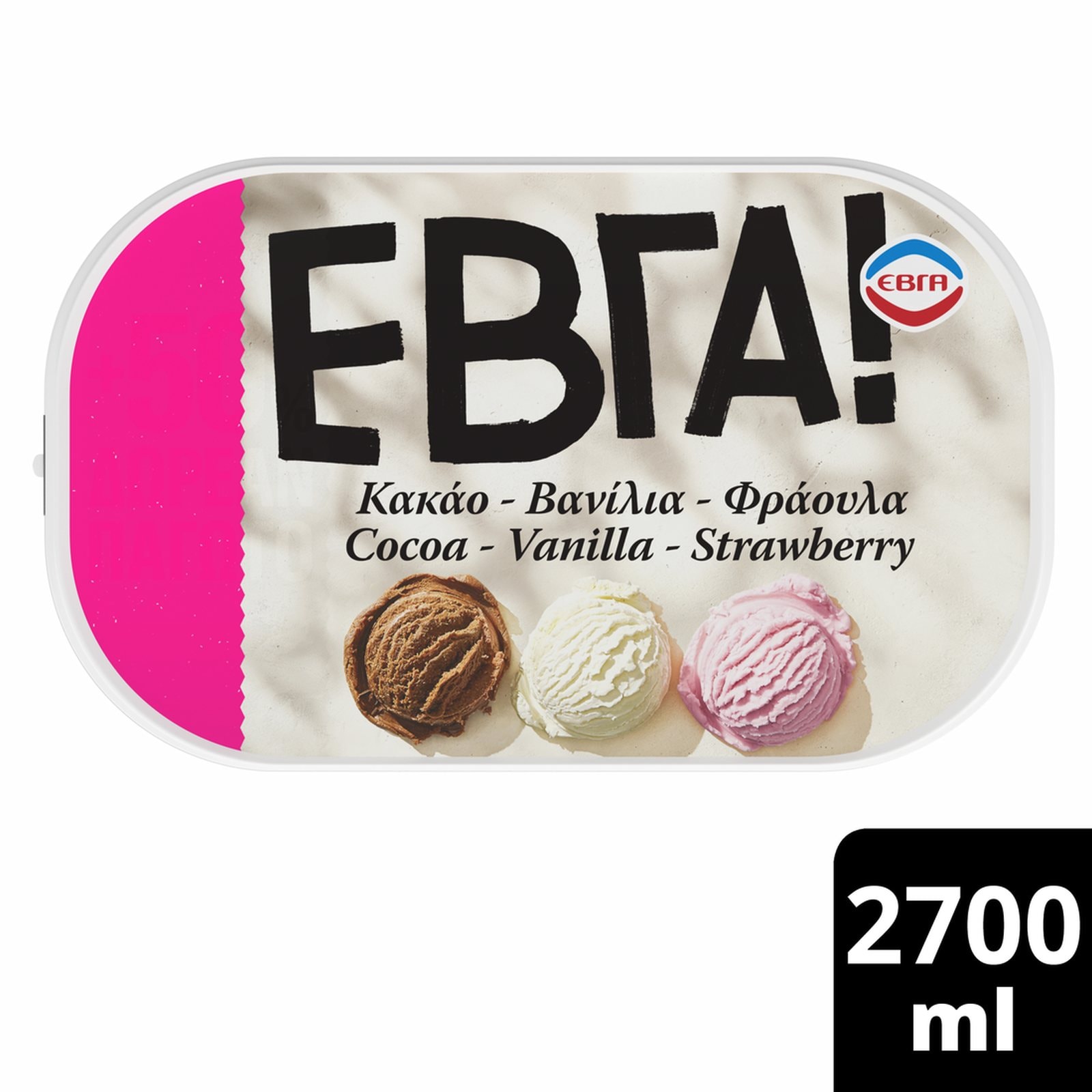 ΕΒΓΑ Παγωτό Κακάο Βανίλια Φράουλα 1.35kg
