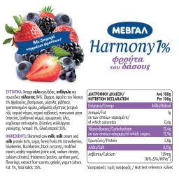 HARMONY | Επιδόρπιο Γιαουρτιού Φρούτα του Δάσους 1% 2x170g