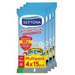 SEPTONA | Αντιβακτηριδιακά Μαντηλάκια Kids On The Go 4x15 Τεμάχια