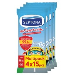 SEPTONA | Αντιβακτηριδιακά Μαντηλάκια Kids On The Go 4x15 Τεμάχια