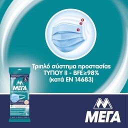 ΜΕΓΑ | Μάσκες Χειρουργικές Μίας Χρήσης Large 5 Τεμάχια