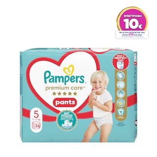 PAMPERS | Πάνες βρακάκι Μωρού Premium Pants Νο5 12-17kg 34 Τεμάχια