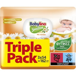BABYLINO | Μωρομάντηλα Sensitive Χαμομήλι 3x54 Τεμάχια