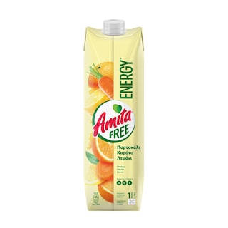AMITA | Φρουτοποτό Energy Free Πορτοκάλι Καρότο Λεμόνι 1lt