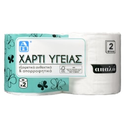 ΑΒ | Χαρτί Υγείας Απαλό 2 Φύλλα 2 Ρολά 220g