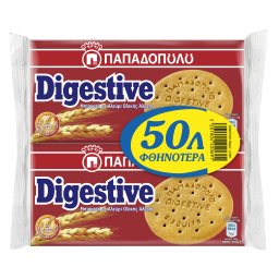 Μπισκότα Digestive Ολικής Άλεσης 2x250gr 0.50Ε Φθην.