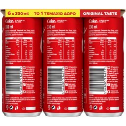 COCA COLA | Αναψυκτικό Cola Κουτί 6x330ml 5+1 Δώρο