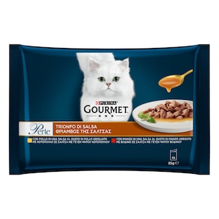 GOURMET | Γατοτροφή Θρίαμβος Σάλτσας Βοδινό Κοτόπουλο 4x85g