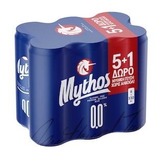 MYTHOS | Μπύρα 0.0% Χωρίς Αλκοόλ Κουτί 330ml 5+1 Δώρο