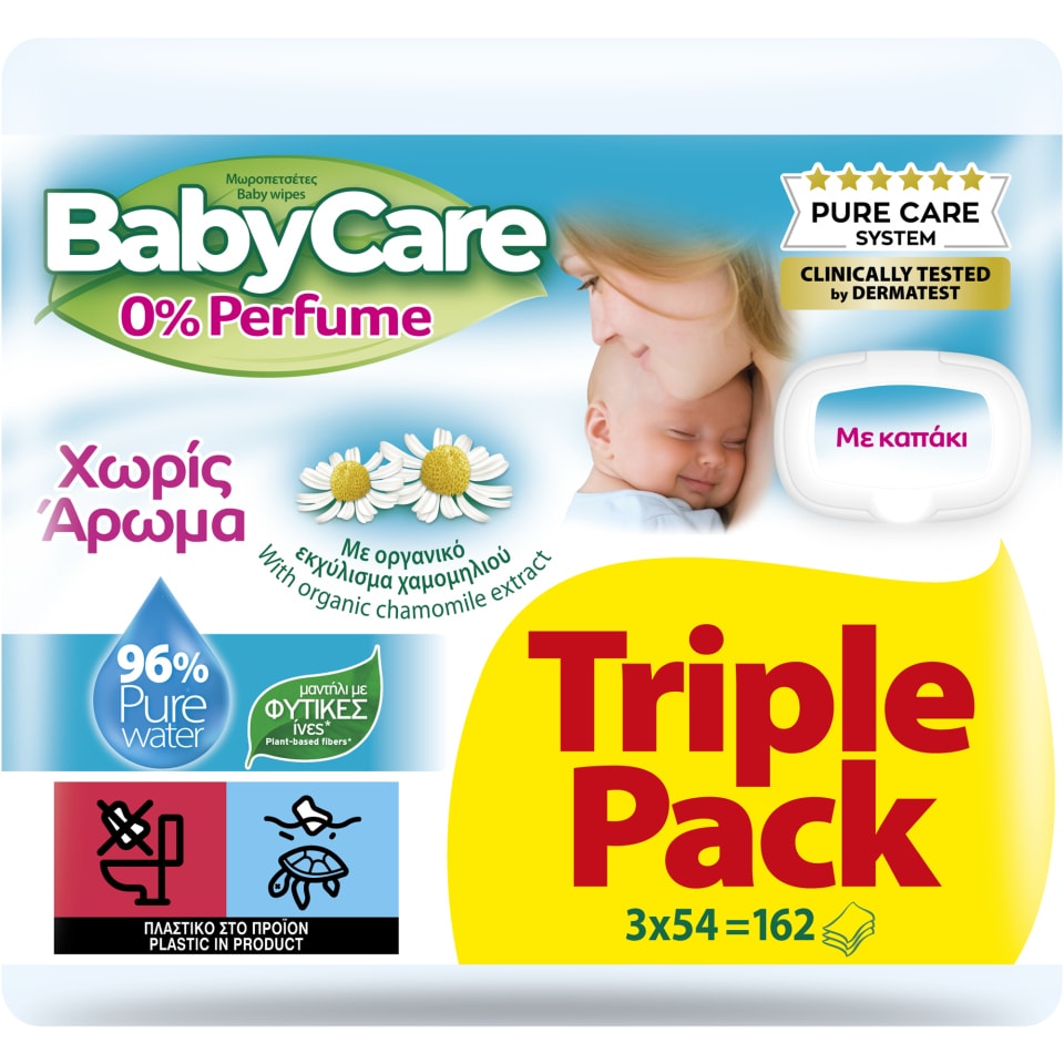 BABY CARE Μωρομάντηλα Χωρίς Άρωμα 3x54 Τεμάχια