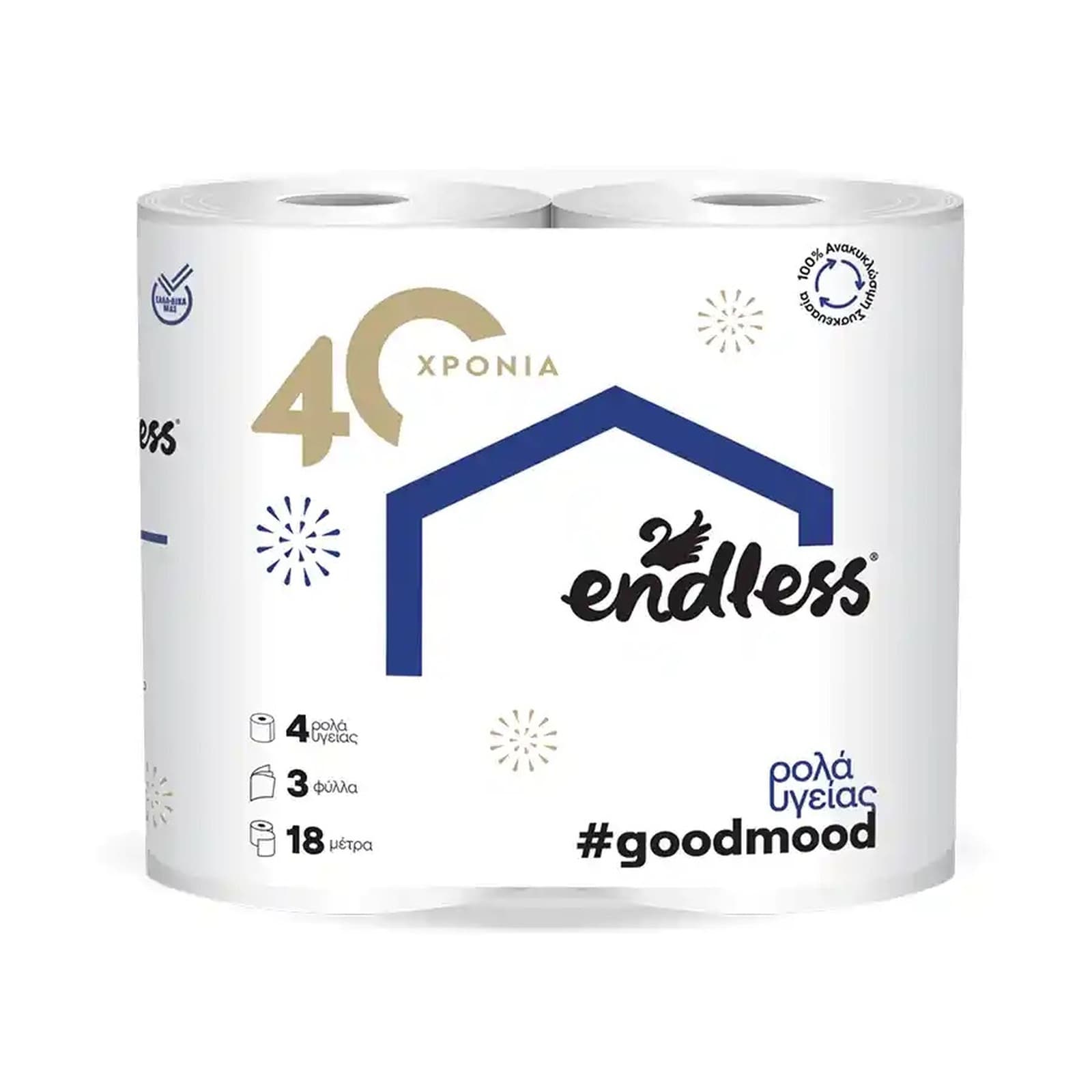 Χαρτί Υγείας Good Mood 3 Φύλλα 4 Ρολά 340g