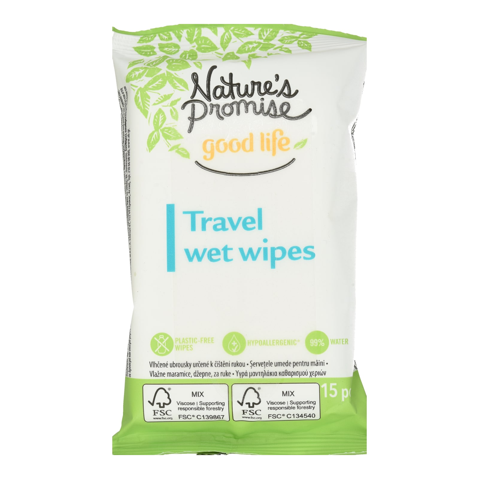 NATURE'S PROMISE Υγρά Μαντηλάκια Καθαρισμού Χεριών 15 Τεμάχια