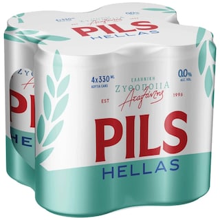 PILS HELLAS | Μπύρα 0.0% Χωρίς Αλκοόλ Κουτί 4x330ml