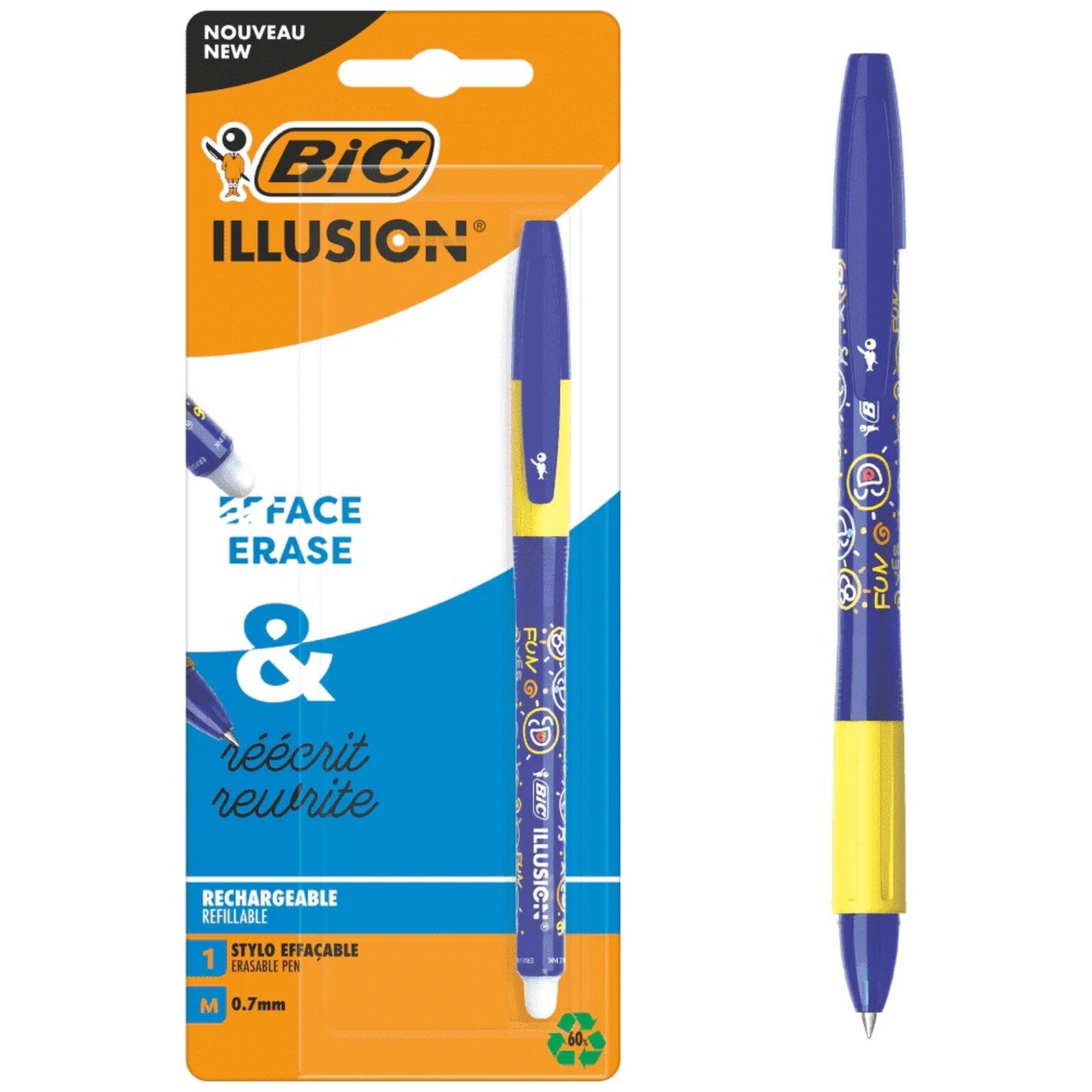 BIC Στυλό Illusion Γράψε Σβήσε 0.7mm Μπλε 1 Τεμάχιο