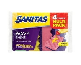 SANITAS | Σφουγγαράκια Κουζίνας Wavy Shine 4 Τεμάχια