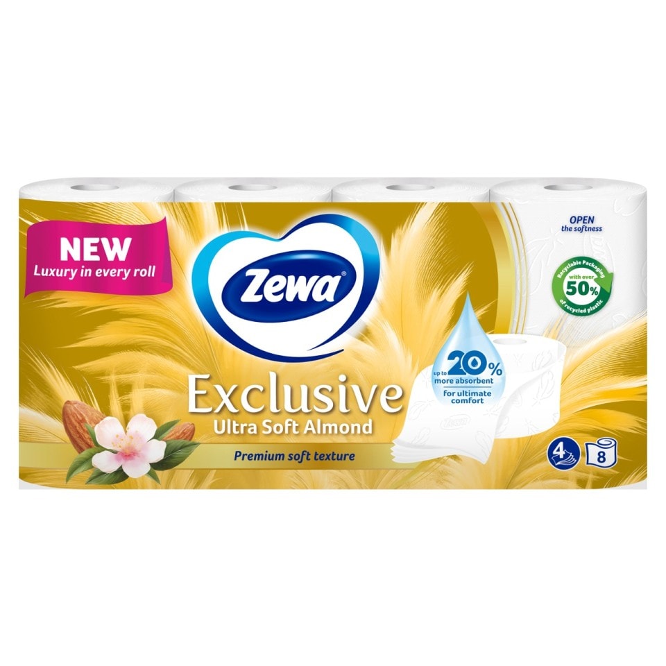 ZEWA Χαρτί Υγείας Exclusive Almond Milk 4 Φύλλα 8 Ρολά 765g