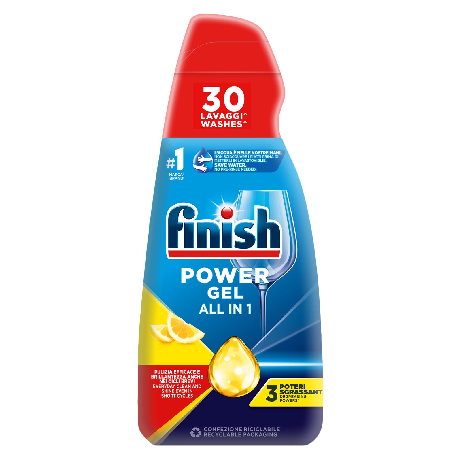 FINISH Απορρυπαντικό Πλυντηρίου Πιάτων All in 1 Max Power Gel Lemon 600ml