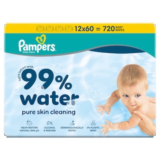 PAMPERS | Μωρομάντηλα 99% Water Αποκλειστικά Online 12x60 Τεμάχια
