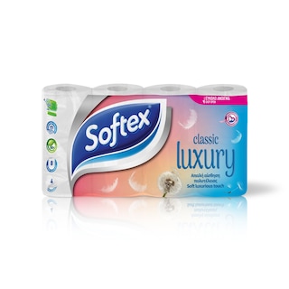 SOFTEX | Χαρτί Υγείας Luxury Classic 4 Φύλλα 8 Ρολά 720g