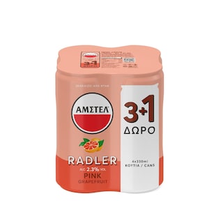 AMSTEL | RADLER | Μπύρα Radler Pink Grapefruit Κουτί 330ml 3+1 Δώρο
