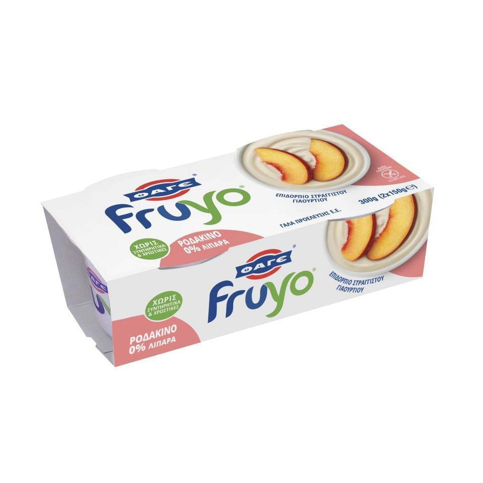 FRUYO Επιδόρπιο Στραγγιστού Γιαουρτιού 0% Ροδάκινο 2x150g