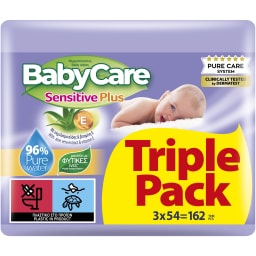 BABY CARE | Μωρομάντηλα Sensitive Plus 3x54 Τεμάχια