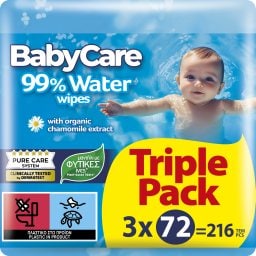 BABY CARE | Μωρομάντηλα 99% Water 3x72 Τεμάχια