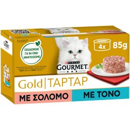 GOURMET | Γατοτροφή Gold Tartar Σολομός 4X85 gr