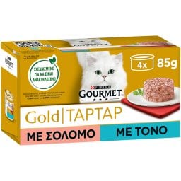 GOURMET | Γατοτροφή Gold Tartar Σολομός 4X85 gr