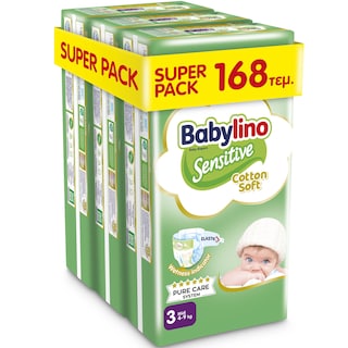 BABYLINO | Πάνες Sensitive Cotton Soft No3 168 Τεμάχια