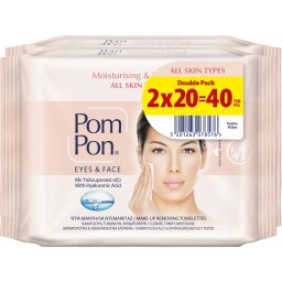 POM PON | Υγρά Μαντήλια Ντεμακιγιάζ All Skin Types 2x20 Tεμάχια