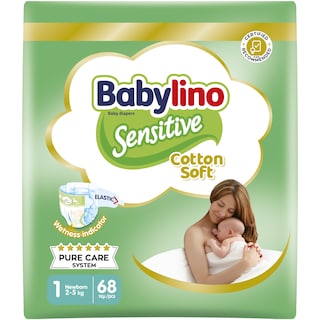 BABYLINO | Πάνες Μωρού Sensitive Cotton Soft No1 68 Τεμάχια
