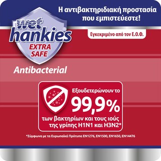 WET HANKIES | Αντιβακτηριδιακά Μαντηλάκια Extra Safe 4x12 Τεμάχια
