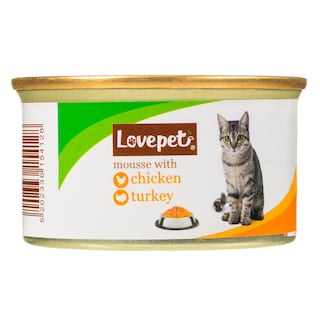 LOVEPET | Γατοτροφή Μους Κοτόπουλο Γαλοπούλα 85g