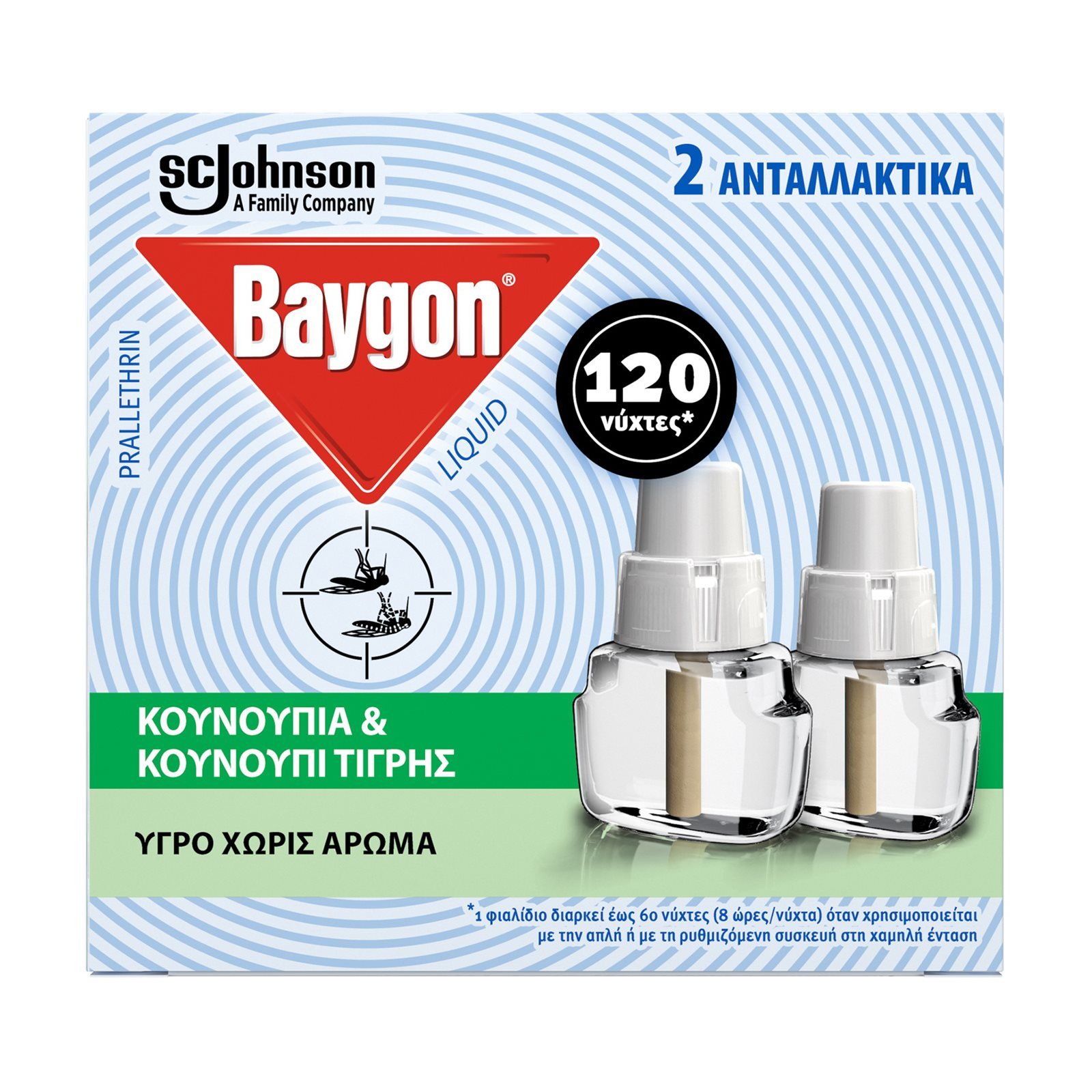 BAYGON Αντικουνουπικό Υγρό Ανταλλακτικό 120 Νύχτες 2x36ml 2 Τεμάχια