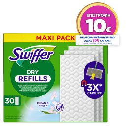 SWIFFER | Στεγνά Πανάκια Πατώματος Clean & Fresh Ανταλλακτικά 30 Τεμάχια