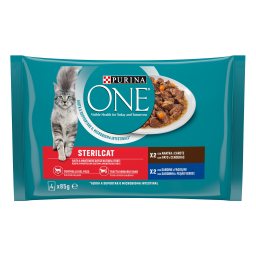 PURINA ONE | Γατοτροφή Sterilcat Πάπια Καρότα Σαρδέλες Φασολάκια 4x85g