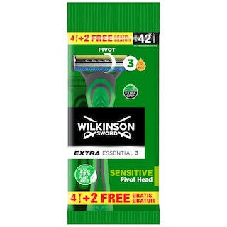 Ξυραφάκια Extra 3 Essential Sensitive 4+2 Τεμάχια Δώρο