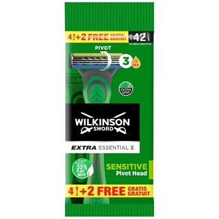 WILKINSON | Ξυραφάκια Extra 3 Essential Sensitive 4+2 Τεμάχια Δώρο