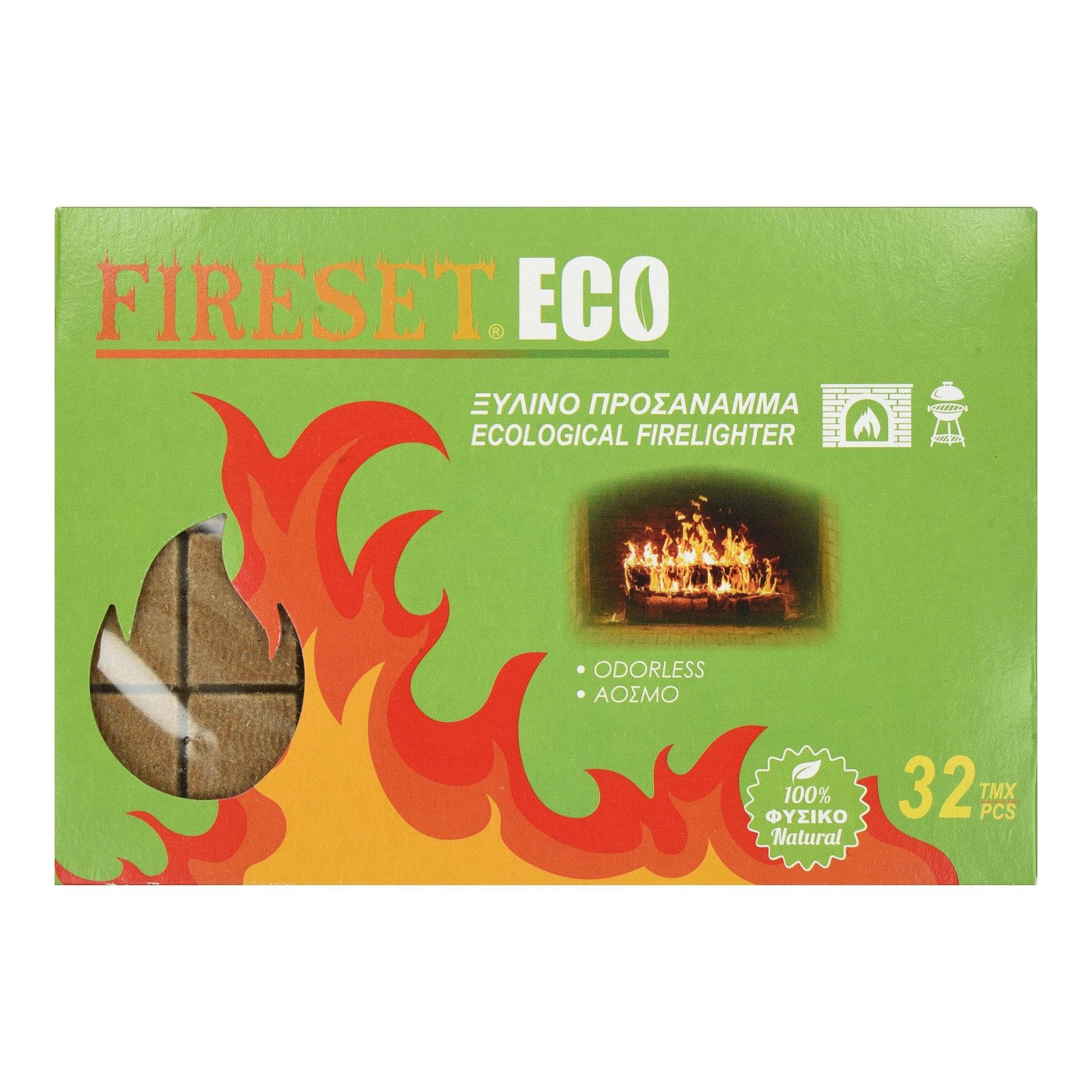 FIRESET Προσάναμμα Ξύλινο Eco Άοσμο 32 Τεμάχια