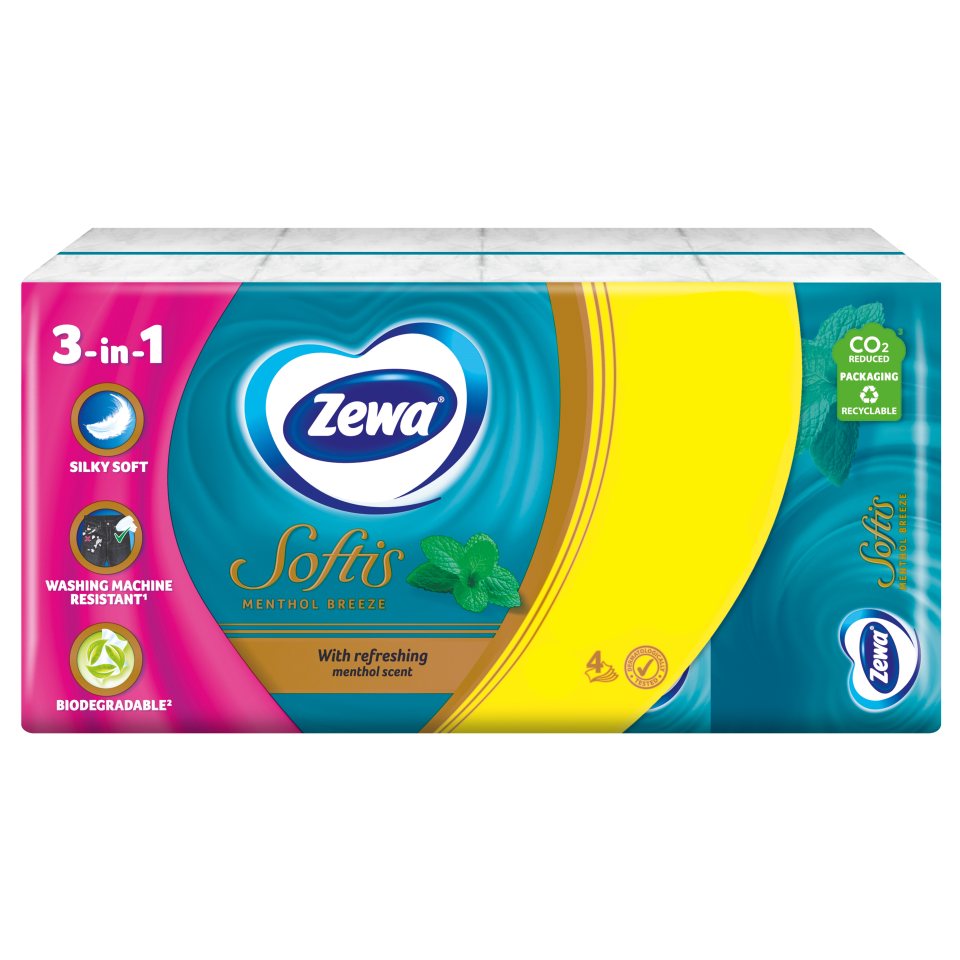 ZEWA Χαρτομάντηλα Τσέπης Softis Menthol 8 Τεμάχια