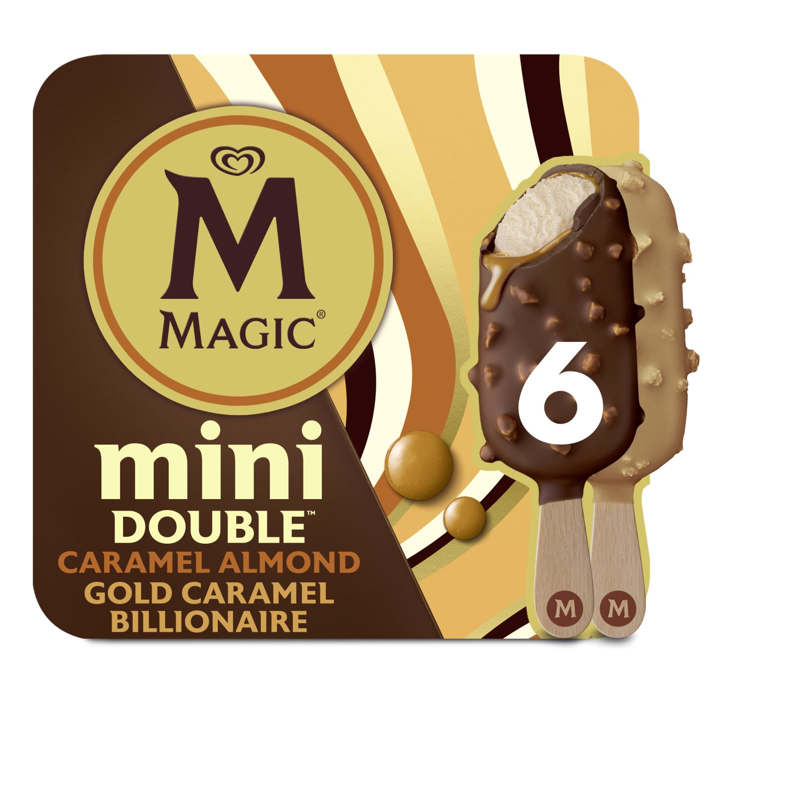 MAGIC Παγωτό Ξυλάκι Mini Double Caramel Almond 6x47g