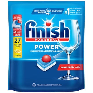 FINISH | Κάψουλες Πλυντηρίου Πιάτων Power Allin1 Λεμόνι 27 Tεμάχια
