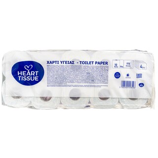 HEART TISSUE | Χαρτί Υγείας 4 Φύλλα 10 Ρολά 1.12kg