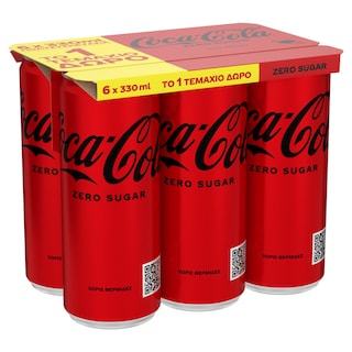 COCA COLA | Αναψυκτικό Cola Zero Κουτί 6x330ml 5+1 Δώρο
