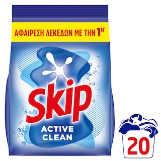 SKIP | Σκόνη Πλυντηρίου Ρούχων Active Clean 20 Μεζούρες
