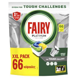 FAIRY | Κάψουλες Πλυντηρίου Πιάτων Platinum Lemon 66 Τεμάχια