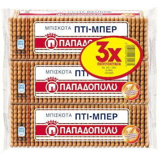 ΠΑΠΑΔΟΠΟΥΛΟΥ | ΠΤΙ ΜΠΕΡ | Μπισκότα Πτι Μπερ 3x225g