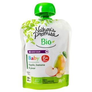 NATURES PROMISE BIO | Φρουτοπουρές Bio Μήλο Μπανάνα Αχλάδι 90g